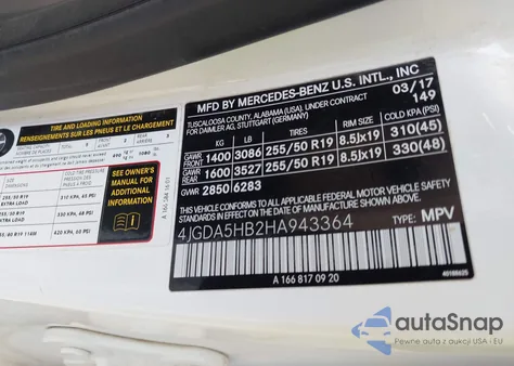 2017 Mercedes-Benz Gle 350 4Matic from USA, damaged, VIN 4JGDA5HB2HA943364